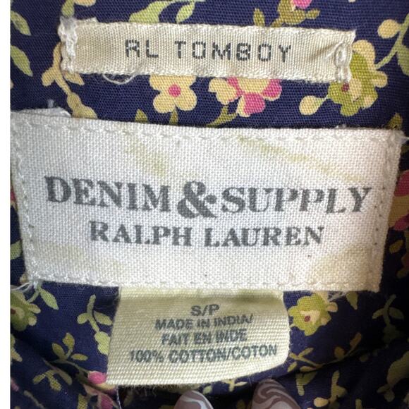 Denim & Supply RL Tomboy Button Up Shirt Navy Mini Floral Size S Retro Style - Picture 7 of 8